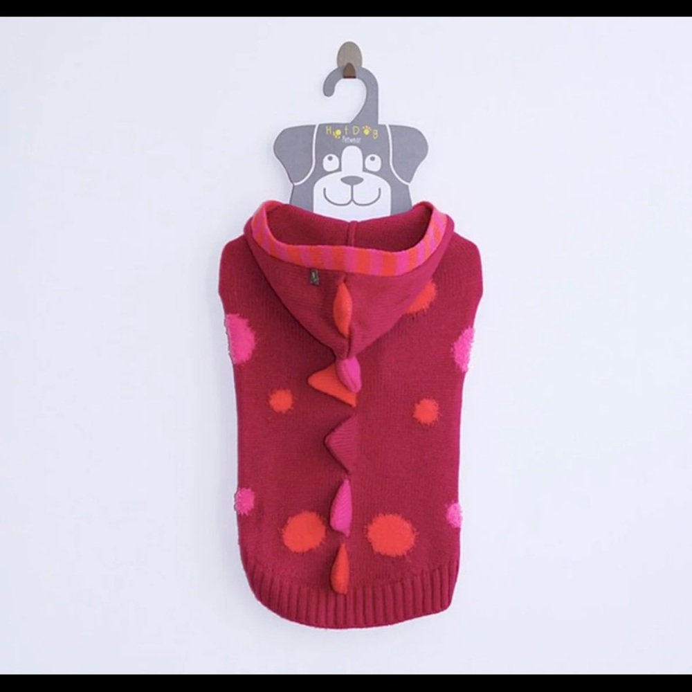 SOLD Dino Pink Dog Sweater size Medium